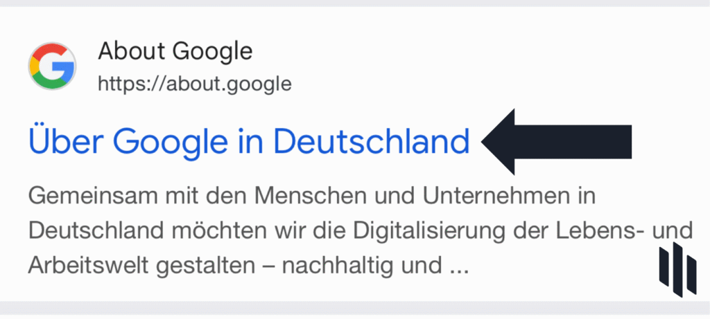 Dieses Bild visualisiert den untenstehenden Text und gibt ein Beispiel für SEO